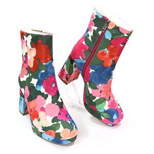 Hey Girl by Corkys Chunky Heel Ankle Boots Slug Bug Flowers Floral Print Size 8